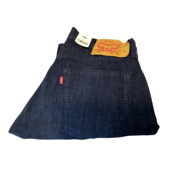 NEW Levis 501 Original Fit 30x32 100% Cotton Dark Wash Denim Jeans Black Button - Picture 1 of 11